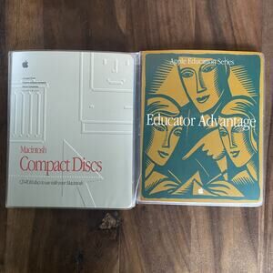 2 Vintage Apple Macintosh Compact Disc CD Folder Booklet w/ Software Educator